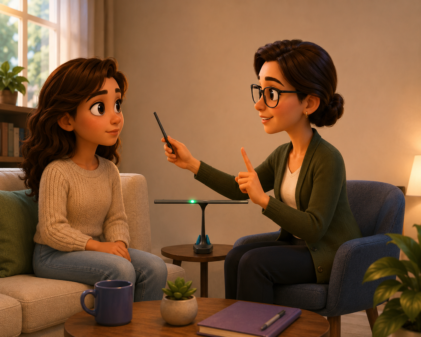 Caitlin Buys in a calm therapy session with a patient